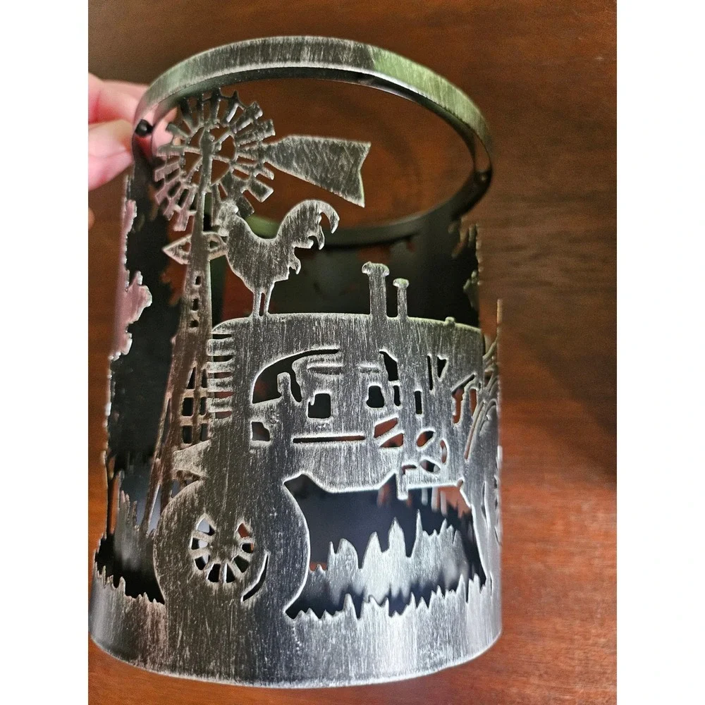 Scentsy Countryside Warmer Sleeve Home Decor Black Silver Farm Tractor Windmill